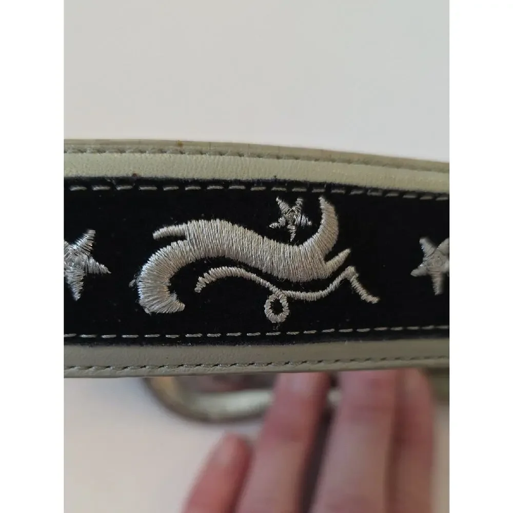 Roper Black Cream Suede Embroidered Leather Cowgirl Western Belt Women S/XS READ